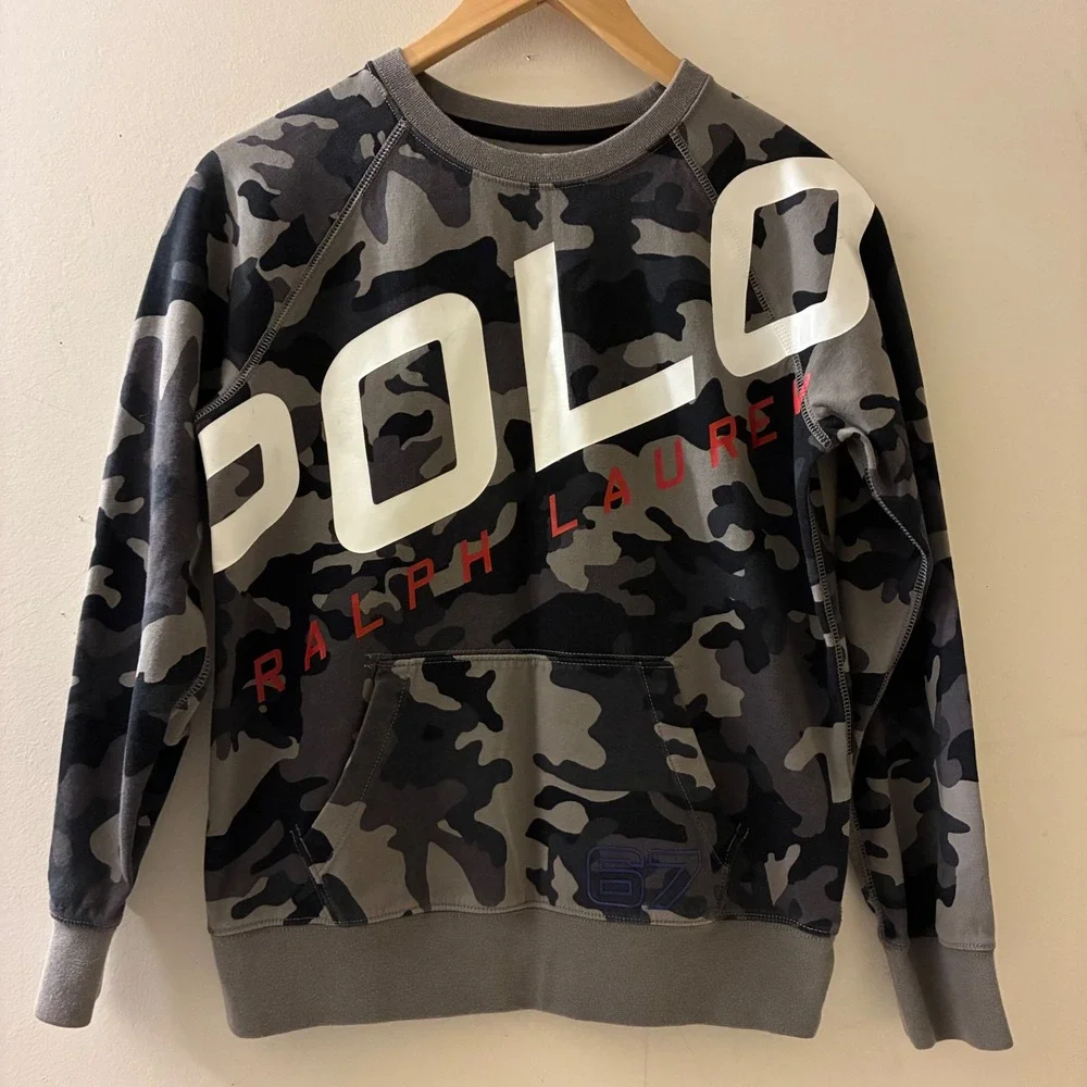 Polo Ralph Lauren Kids Size‎ M 10-12 Grey Camouflage Performance Logo Sweatshirt